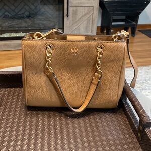 Tory Burch Camel Carter Small Pebbled Leather Bag Crossbody